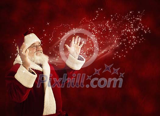 Santa creating sparkles Santa creating sparkles