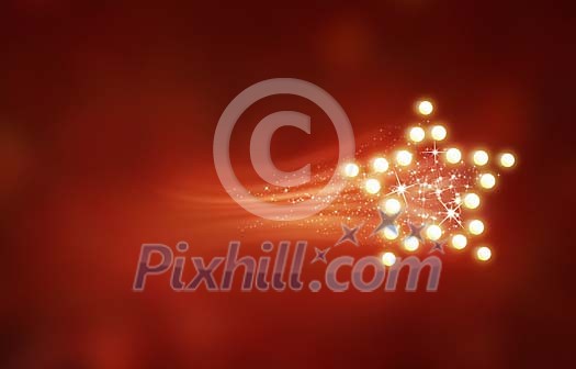 Star flying over red background Star flying over red background