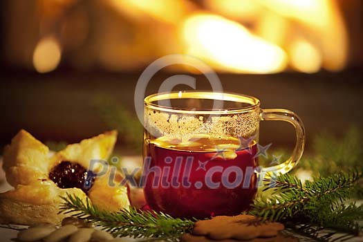 Mulled wine and pastry by the fire Mulled wine and pastry by the fire