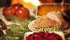 Sliced ham on a decorated christmas table