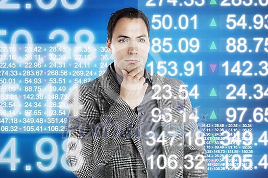 Man watching business data Man watching business data