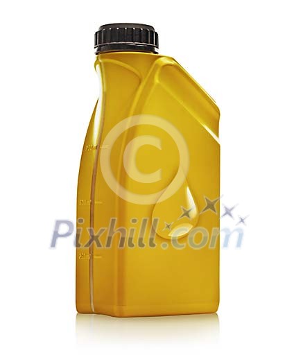 Golden bottle of oil with an oildrop on the side Golden bottle of oil with an oildrop on the side