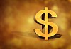 Dollar sign on a brown background