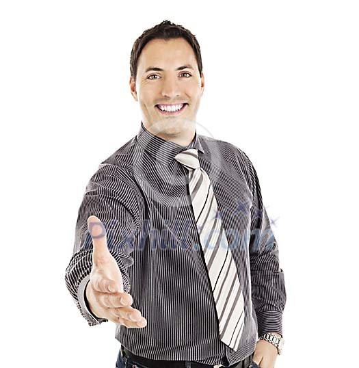 Clipped man offering his had for a shake Clipped man offering his had for a shake