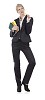 Clipped businesswoman standing and holding books