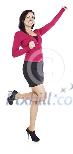 Clipped woman jumping on high heels Clipped woman jumping on high heels