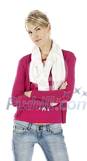 Isolated woman standing Isolated woman standing