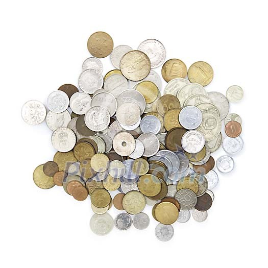 Isolated pile of coins on a white background Isolated pile of coins on a white background