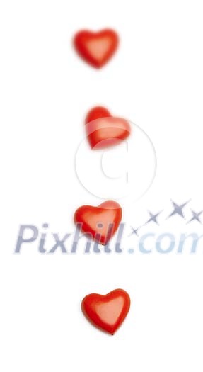 Red hearts on a row Red hearts on a row
