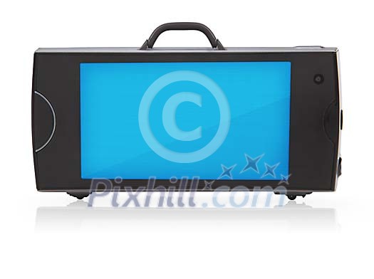Online travel concept: mobile phone as a suitcase Online travel concept: mobile phone as a suitcase