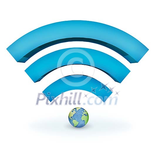 Isolated globe with wifi waves Isolated globe with wifi waves