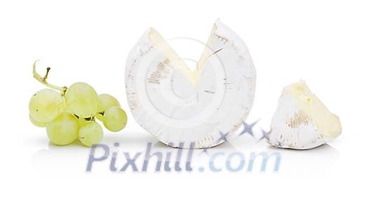Isolated blue cheese with grapes Isolated blue cheese with grapes