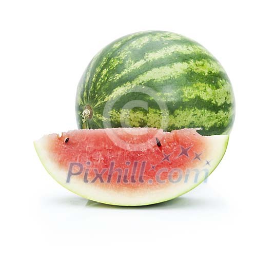 Isolated watermelon with a slice Isolated watermelon with a slice