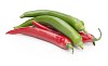 Isolated pile of red and green chili pepper