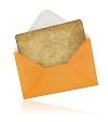 Isolated envelope with a old paper inside