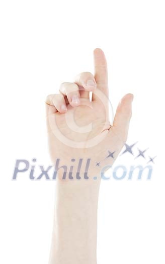 Isolated hand, finger pointing up Isolated hand, finger pointing up
