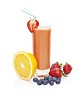 Isolated smoothie with orange, blueberries and strawberries