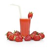 Isolated glass of strawberry smoothie with strawberries