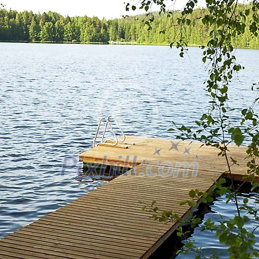 Empty pier at the lake Empty pier at the lake