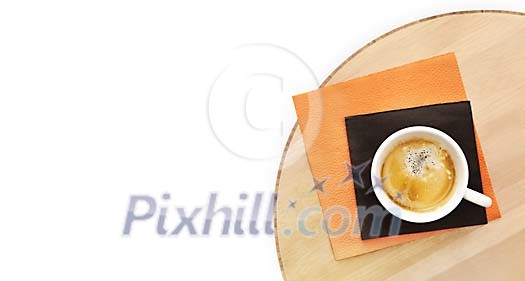 Isolated coffee cup on a wooden tray Isolated coffee cup on a wooden tray