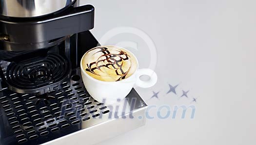 Ready made cappucino on the machine Ready made cappucino on the machine