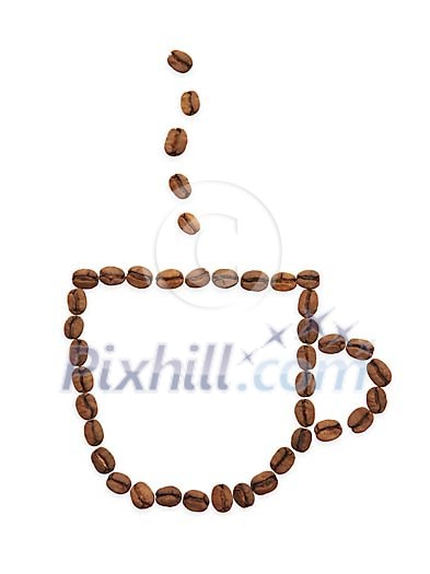 Isolated coffee cup made of coffee beans Isolated coffee cup made of coffee beans