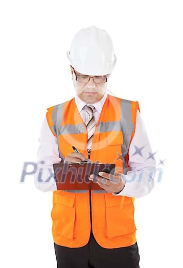 Male quality inspector taking notes Male quality inspector taking notes