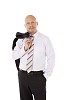 Isolated business man with jacket over his shoulder