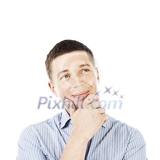 Man smiling and thinking Man smiling and thinking