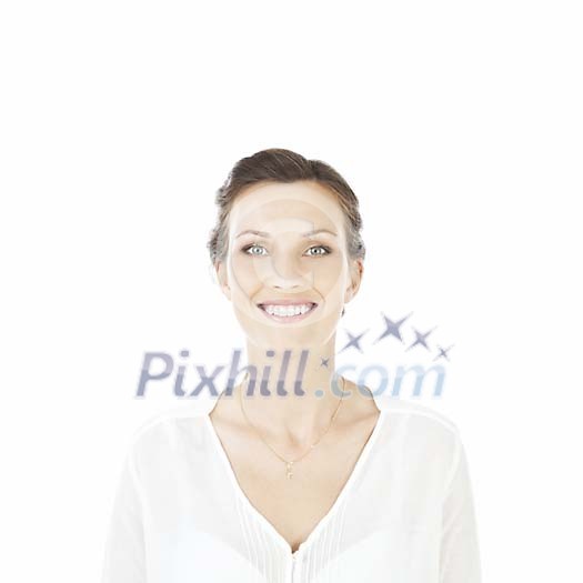 Isolated woman smiling Isolated woman smiling