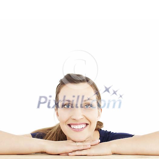 Isolated woman smiling Isolated woman smiling