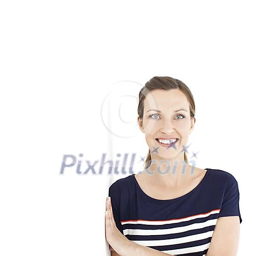 Isolated woman smiling Isolated woman smiling