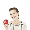 Isolated woman holding a red apple