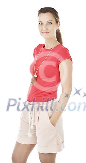Isolated woman standing Isolated woman standing