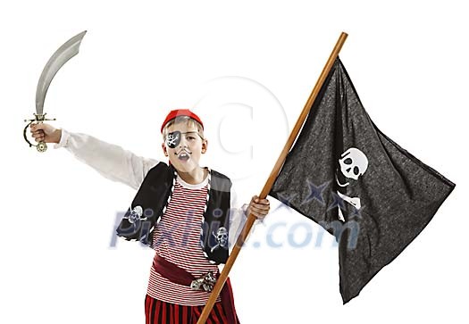 Isolated boy dressed as a pirate Isolated boy dressed as a pirate