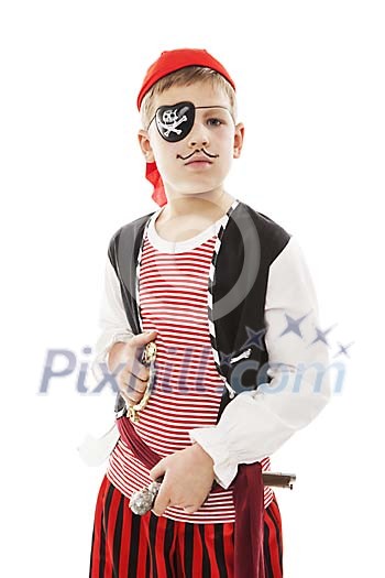 Isolated boy dressed as a pirate Isolated boy dressed as a pirate