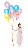Isolated girl holding a bunch of balloons