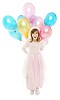 Isolated girl holding a bunch of balloons