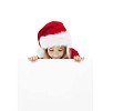 Isolated Christmas girl with a blank card