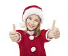 Isolated Christmas girl giving thumbs up