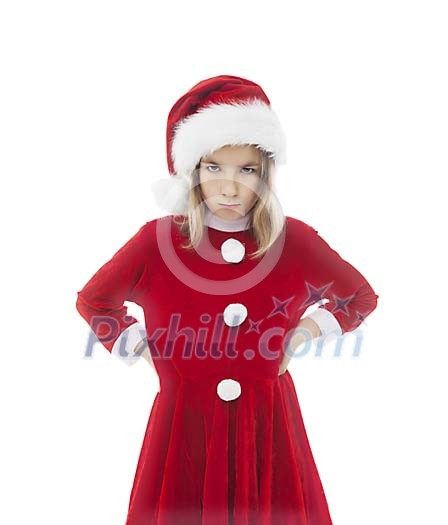 Isolated grumpy christmas girl Isolated grumpy christmas girl