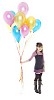 Isolated girl with bunch of balloons