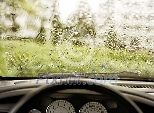 Rain on the car windshield Rain on the car windshield