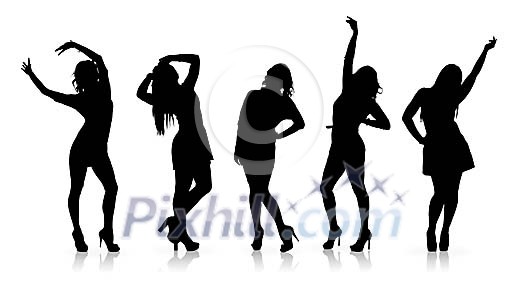Isolated shadow women dancing Isolated shadow women dancing