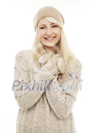Woman in sweater smiling Woman in sweater smiling