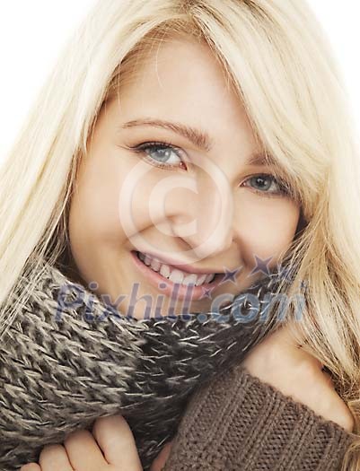 Woman with scarf smiling Woman with scarf smiling