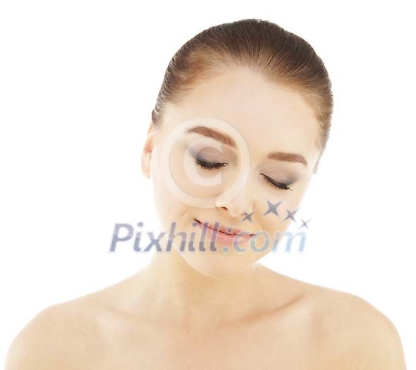Womans face with closed eyes Womans face with closed eyes