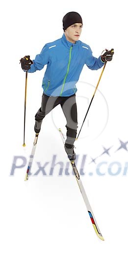 Isolated man skiing Isolated man skiing