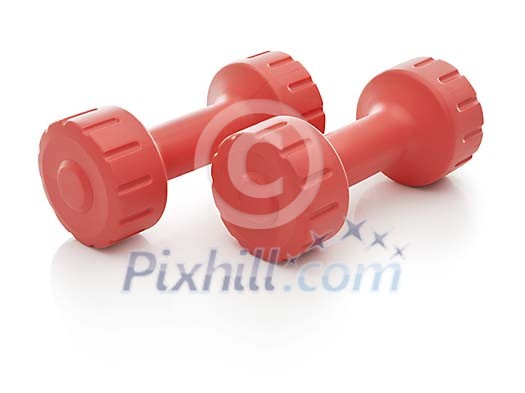 Isolated red dumbbells Isolated red dumbbells