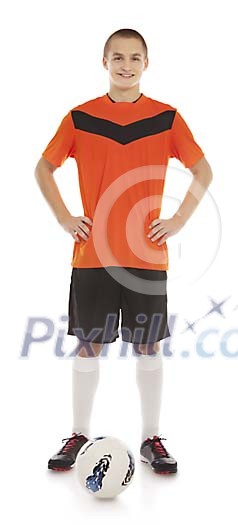 Isolated male footballer Isolated male footballer